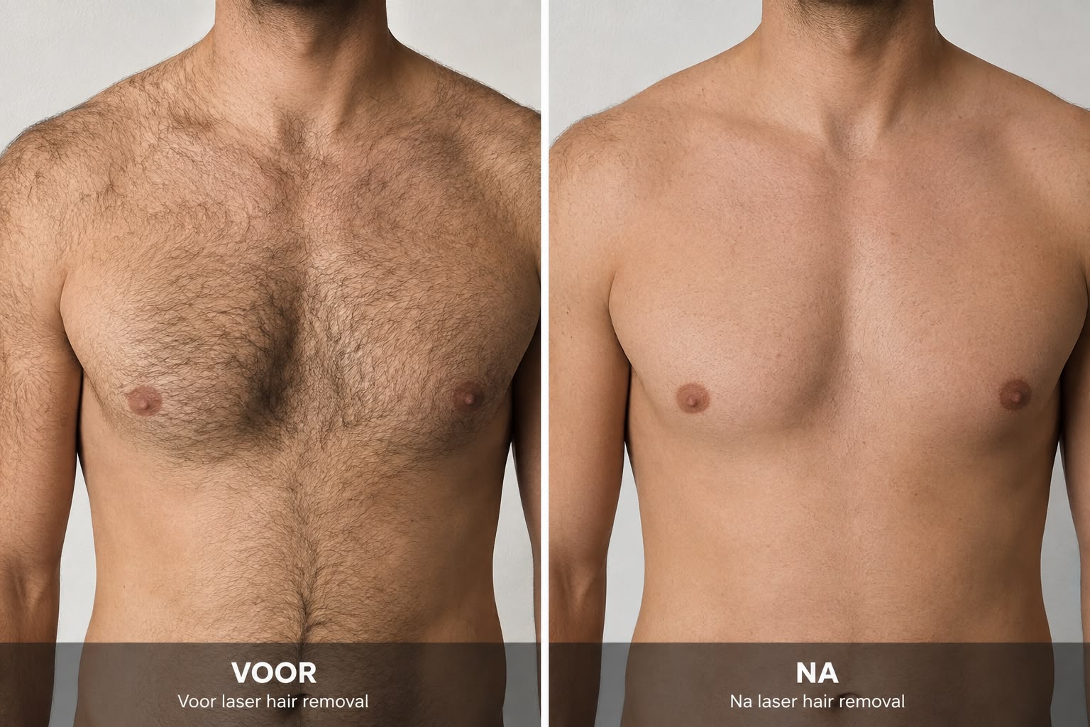 Laserontharing borst, voor en na