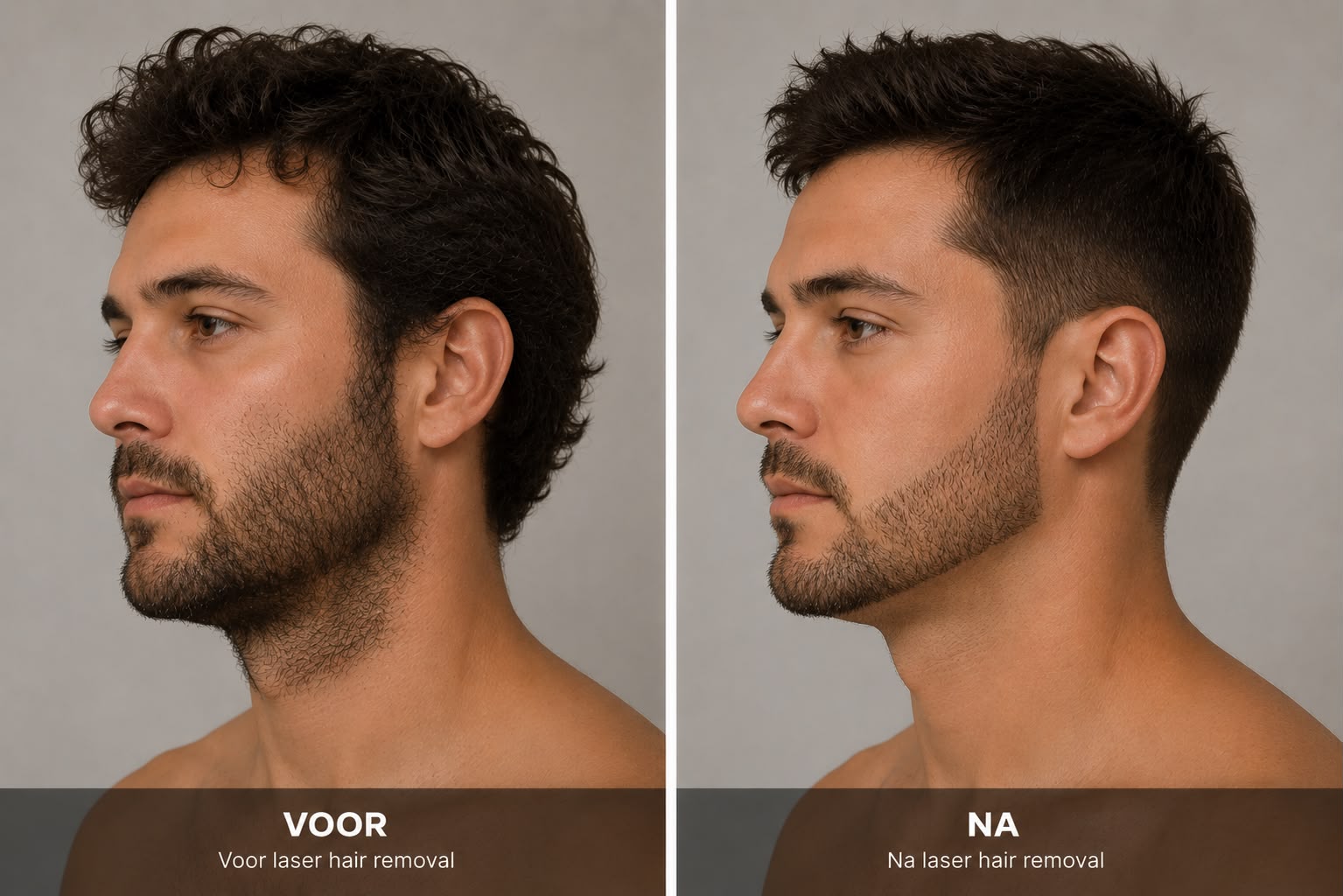 Laserontharing gezicht en hals, voor en na